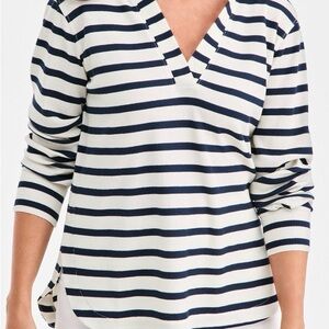Style & Co. Navy and White Striped V-Neck Sweatshirt